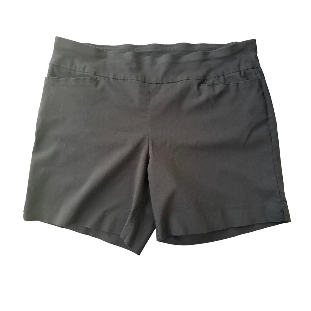 Briggs Womens Plus Size 22W Black Pull On Tummy Control Stretch Shorts Pockets